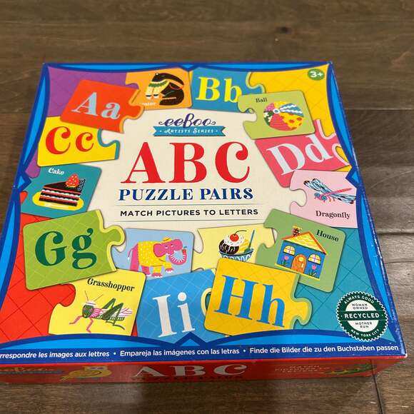 eeboo Alphabet & Numbers PUZZLE PAIRS Best Toy Award 3+ Pre - Picture 1 of 3
